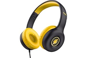 Trust Nouna Cuffie con Filo per Bambini 4-10 Anni con Limitazione del Volume (85dB), Cuffie On Ear Pieghevoli con Microfono Integrato e Adesivi, Jack 3.5mm, Auricolari per Musica, Aereo, Nero