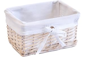 Arthur Cameron - Hand-Crafted Wicker Hamper Basket with Removable Lining - This Empty Hamper Box is Perfect for Storage use as an Organiser Tray or a Small Gift Basket (White Wash)