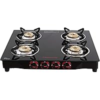 Butterfly Smart Glass 4 Burner Gas Stove, Black, Manual