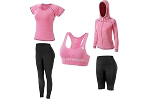 JULY'S SONG Ubrania do jogi, zestaw 5 sztuk, dres treningowy, odzież do biegania, na siłownię