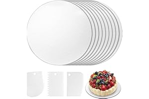 Domkan Plateau à Gâteau Plateau à Gâteau Rond 3mm x 30cm/10 pièces Réutilisable Plateau à Gâteau pour le Transport de Gâteaux et Tarte Plateau à Gâteau avec 3 pièces de raclette à gâteau