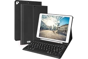 aMZCaSE Custodia con Tastiera per iPad 10.2" 9a/8a/7a Gen(2021/2020/2019),iPad Air 3 10.5", iPad PRO 10.5" Tastiera Bluetooth Wireless Rimovibile-Portapenne (Nero)