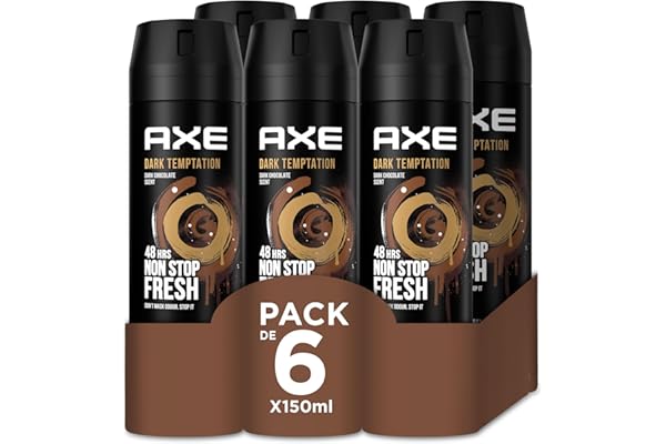 Axe Dark Temptation Desodorante - 150 ml - Pack de 6, El embalaje puede variar