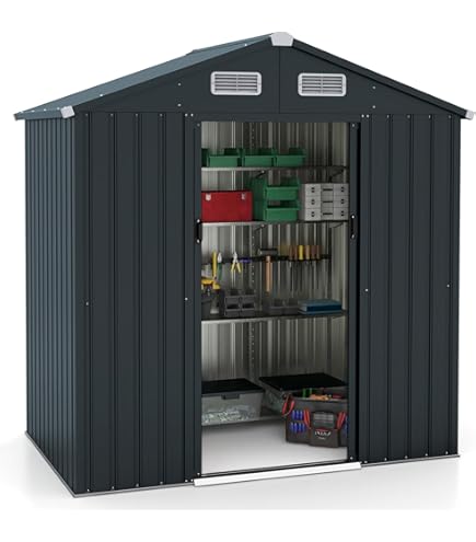 Abri De Jardin Métal 162x95x196cm - Toit Appentis 1,34m² - Acier Galvanisé Résistant - Marron