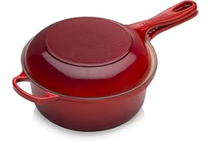 Le Creuset Evolution Sartén de hierro fundido 2 en 1, diámetro 22 cm, 2.3 L, Cereza, 25044220602460