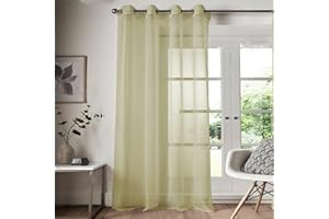 Roseley Eyelet Voile Curtain 1 Panel Mesh Light Living Room Patio Door Drape Nursery Sheer Organza Net Curtain Semi Transparent [Cream, W:58'' x D:72'']