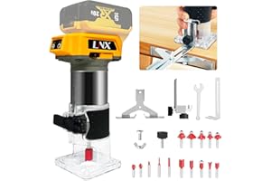 800W Cordless Wood Router Compatible with Dewalt 20V Battery,L1NXIXI 30000RPM Brushless Motor Router Attach 15PCS 1/4" Router Bits,6 Speeds Hand Trim Router,Edge Guide,Roller Guide,(NO Battery)