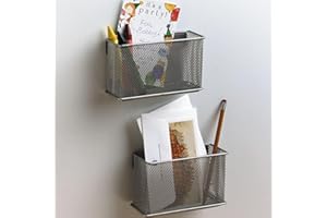 Fiacvrs Magnetischer Korb, Aufbewahrungskorb, Schreibti beliebter Drahtgeflecht, Bürobedarf, Organizer, magnetisches Whiteboard für Kühlschrank/Organisation, Regal, Kinderzimmer, Schrank (Größe: S)