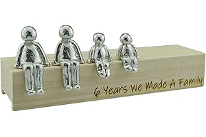 PIRANTIN 6th Anniversary Idea - 6 Years We Made A Family Metal Ornament - Choose Your Family Combination Box & Woodgrain May Vary(2 Children)