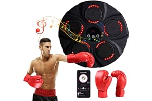 ‎EAGERMINDS Music Boxing Machine, LED Electronic Boxing Machine with Music, Supports Bluetooth, 9 Speed Modes, 9 Training Modes, Adjustable Installation Height, Wall Mounted Boxing Target for Adults and Children