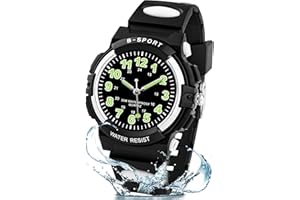 Edillas Kinderuhr Jungen Mädchen,Armbanduhr Kinder Analog mit 30M Wasserdicht,Stoßfest,Leuchtzeiger,TPU-Armband für 5-16 Jahre, Einschulung Outdoor Sport