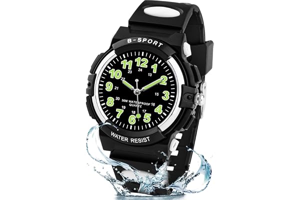 Edillas Montre Enfant Analogique Sport,Montre Étanche 30M avec Cadran Lumineux,Bracelet Souple,Idée Cadeau École,Anniversaire pour Garçons Filles 5-16 Ans