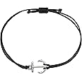 Selfmade Jewelry Armband Damen Silber Anker Größenverstellbares Makramee-Armbändchen Handgemacht Inkl. Geschenk-Verpackung