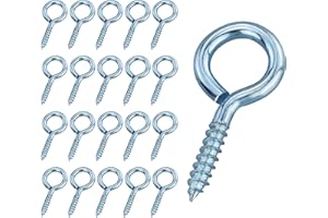 EASYKEENECOM 20 Pièces Vis à Oeillet 30mm, Vis à Bague Auto - Taraudeuse, Oeillets Ronds, Vis à Crochet en Métal, Pour le Bois, La Fixation de Fils, la Décoration Intérieure et Extérieure