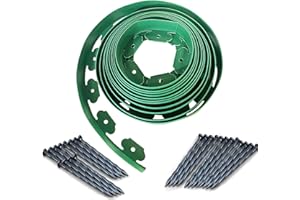 AOTUSOA Aotuosa Bordure per Giardino Flessibile Alta 10 cm e Lunga 10 Metri con 30 Ancoraggi di Fissaggio Bordi Aiuole Plastica per Prato Senza Scavare (Verde, 10 cm x 10 m)