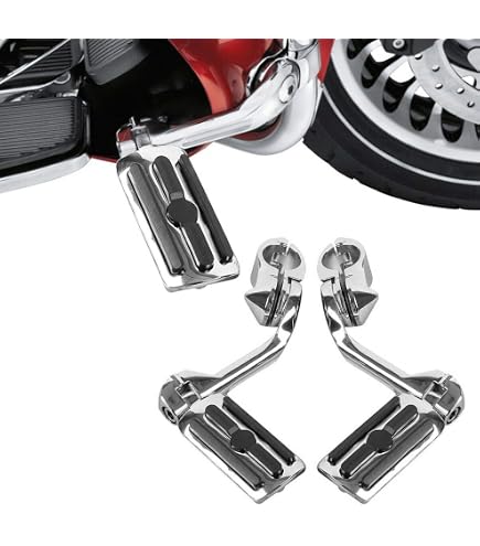 Motorcycle Footrests 25mm-32mm Chrom Motorrad Highway Fußrasten Einstellbare Motorschutzbügel Sturzbügel Fußstützenhalterung/Passend For Harley Sportster Softail Dyna(Chrome