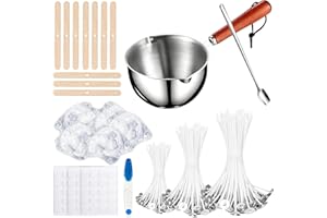 ePicsoa Gel Kerze Making Kit mit Wachsschmelztopf, 5 Premium Clear Jelly Wachs, 100 Dochte & Aufkleber, 10 Dochthalter, Rührlöffel & Schere für Duftende Kerzen, Home Decor, Craft Projekte