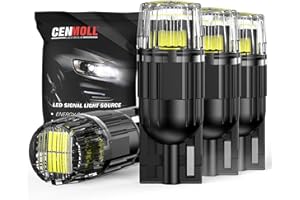 Cenmoll Lampadine LED W5W 501 T10 bianche, 3200LM super luminose 12V-24V 194 168 T10 2825 W5W per luci interne auto, porte, mappa, cruscotto, cortesia, bagagliaio, targa, confezione da 4