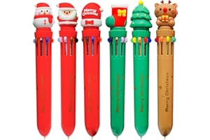 TSLBW Stylo à bille de Noël 6 Pcs Stylos De Noël Père Noël Renne Arbre De Noël Bonhomme De Neige Stylo À Bille Fête De Noël Cadeau Bureau De L'école Famille Papeterie Fourniture Sac De Fête Remplisseur