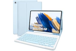 ‎ZABATOCO Samsung Galaxy Tab A8 Hülle mit Tastatur, Wireless Bluetooth Tastatur für Tab A8, Zoll, 2022(SM-X200/X205/X207),10,5'' Magnetische Tastatur mit Abdeckung QWERTZ Layout, Blue