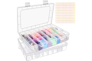 Tikplus 24 Fächer Sortierbox für Kleinteile, 2er-Set Aufbewahrungsbox Klein, Einstellbar Plastik Sortimentsbox Kleinteile Organizer, Transparente Sortierboxen für Schmuck Perlen, Ohrring, Schrauben