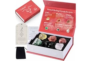 Faivykyd Aries Birthday Crystals Gift, Natural Spiritual Crystals with Horoscope Box, Zodiac Birthstone Crystal Set, Birthday Gifts for Women Men Friends, Healing Crystal for Beginners