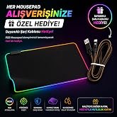 DALONG Rgb Led Işıklı 90x40 Cm D&uuml;z Baskısız Siyah Gaming Mouse Pad
