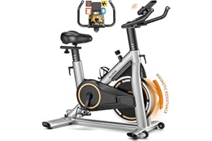 Heimtrainer Fahrrad mit APP, SLUNSE Leises Hometrainer Ergometer mit LCD-Monitor, Magnetisch Spinning Bike Indoor mit Verstellbarem Widerstand, Fitnessbike bis 160KG für Kardio-Training zu Hause