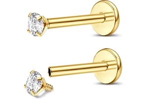 Adramata 2 st G23 Titanium Piercing Labret läpp piercing inre gänga, Monroe Medusa, liten läpppiercing, CZ öra, piercing, Con