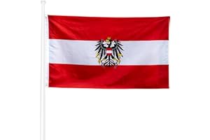 Bandera KliKil Austria 90x150cm - Tejido para exteriores 150x90cm resistente a la intemperie con 2 ojales de metal. Austria Flag Decoraciones de jardín