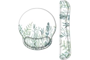 AOKSUNOVA Alfombrilla de ratón con reposamuñecas ergonómico con cojín de gel, reposamuñecas, juego de reposamuñecas, diseño de eucalipto