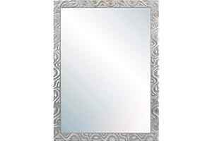 CHELY INTERMARKET, Espejo de Pared Cuerpo Entero 50x70cm(59x79cm)/Plata-Plateada/Mod-144, Ideal para peluquerías, salón, Comedor, Dormitorio y oficinas. Fabricado en España.Material Madera.