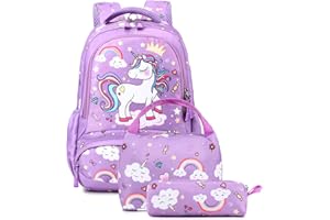 Kimwadalh Mochilas Unicornio Mochila Infantiles Niñas Set de Mochila Escolar Primaria Niñas Bolsa de Escolar para Niños Mochilas Unicornio para Niñas