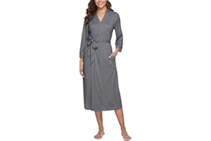 Nieery Cotton Dressing Gowns for Women, Full Length Bathrobe Leightweight Bath Robe Nightwear with Pocket