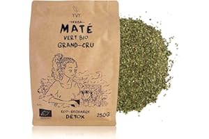 YVY MATÉ Yerba Mate Bio Vert Grand Cru 250g | Maté Grand Cru Bio & Non Fumé | Sans Tige et Sans Poussière | Récolté à la main | Doux, frais et végétal | Énergisant et Détox