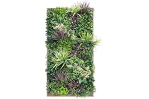 JELLE & JACOB Künstliche Pflanzenwand Indoor & Outdoor, Blumenwand Urban Jungle, 55x106 cm mit Rahmen in Eicheoptik, pflegeleicht & langlebig - für Wohlfühl-Atmosphäre, Kunstpflanzen Wand, Green Wall