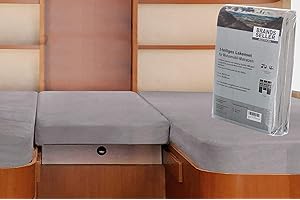 Brandsseller - 3-częściowy zestaw prześcieradeł z gumką do przyczep kempingowych i kamperów, 180 g/m², 2 x 70 x 190 cm – 85 x 210 cm + 1 x 35 x 130-50 x 145 cm, szare