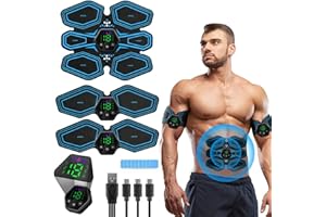 Yaasier EMS Muskelstimulator Trainingsgerät, Sicher Effektiv Schneller EMS Muskeltrainer,6 Modi & 19 Intensitäten Bauchmuskeltrainer Elektrisch für Bauch, Arm, HIPS, Bein, Männer & Frauen