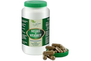 VITA IDEAL Vegan® Gewürz NELKE + WERMUTKRAUT 120 KAPSELN - Artemisia absinthium - Tagesportion 700mg GEWÜRZNELKE + WERMUT - KRAUT reines Pulver. Natürlich, pflanzlich & ohne Zusatzstoffe.