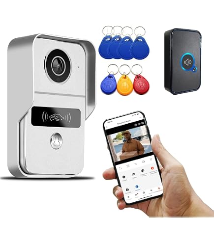 Bleu sonnette de sécurité sans fil Tuya 1080P, interphone vidéo Wifi