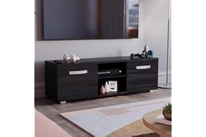 Vida Designs Cosmo LED TV Unit 2 Door Modern Gloss Matte MDF Living Room Cabinet Media Stand Furntiure RGB Light Black 120cm