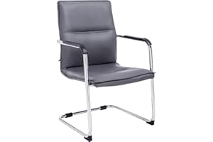 CLP Chaise ŕ Bascule avec accoudoirs Seattle, Chaise de Salle ŕ Manger Moderne avec revętement en Similicuir, Cadre en Chrome, Couleur:Gris