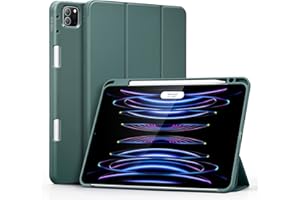 ESR Coque/Étui Pencil Compatible avec iPad Pro 11 5G 2022/2021, Porte-Stylet Pencil 2, Coque Arrière Souple, Auto Veille et Réveil, Mode Portrait et Paysage, Vert