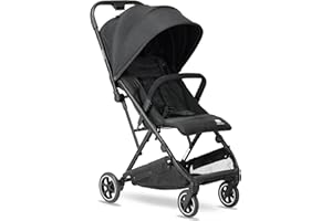 Deryan Easy Travel Buggy - for Children from Birth up to 22 kg with Reclining Function - Ultralight 7.5 kg - One Hand Small Foldable UPF 50+, Basket up to 3 kg (Black)