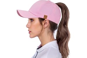 BLURBE Ponytail Baseball Caps for Women - High Pony Caps, Cotton Plain Color Adjustable Classic Sports Casual Ponytail Baseball High Bun Ponycaps for Womens