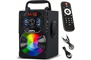 Audiocore AC730 Enceinte Bluetooth Portable sans Fil 11W Puissance de Sortie/Radio/SD/MMC/Aux-in/USB/Éclairage/Télécommande/Port Microphone/Poignée de Transport/Support de téléphone