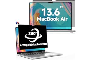 ‎LUSA DESIGN LUSA DESIGN 360° Magnetischer Blickschutzfolie für MacBook Air 13,6 Zoll (2022-2025,M2/M3/M4), Abnehmbarer Sichtschutzfolie mit Webcam Abdeckung um Anti Glare Blaulicht 13,6" Sichtschutzfilter