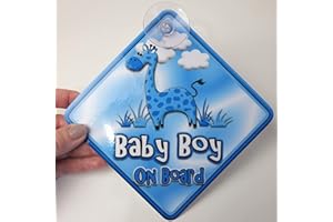 JUST THE OCCASION Giraffe Baby BOY Non Personalised Novelty Baby on Board car Window Sign