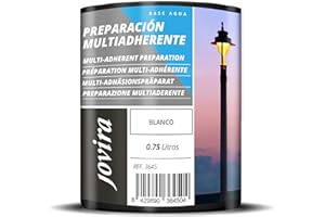JOVIRA PINTURAS Preparación Multiadherente, Mate al Agua. Imprimación para superficies difíciles (galvanizado, acero, aluminio, PVC rígido, madera, etc). (750 Mililitros, Blanco) C-3