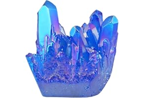 ‎NUPUYAI Nupuyai Titanium Coated Bergkristall Druse Rohstein unregelmäßige Kristall Cluster Quarz Geode Edelstein für Reiki Feng Shui Deko